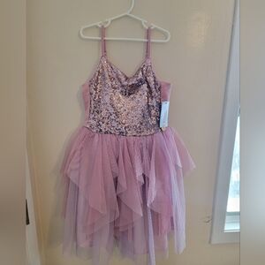 Girls Lavender Spaghetti Strap Tulle Dress Size Large (10-12)